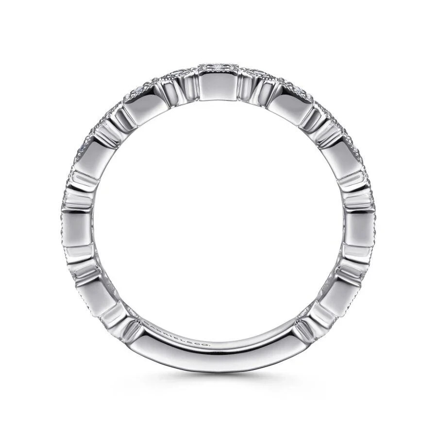 Gabriel & Co 14K White Gold Geometric Diamond Stackable Ring
