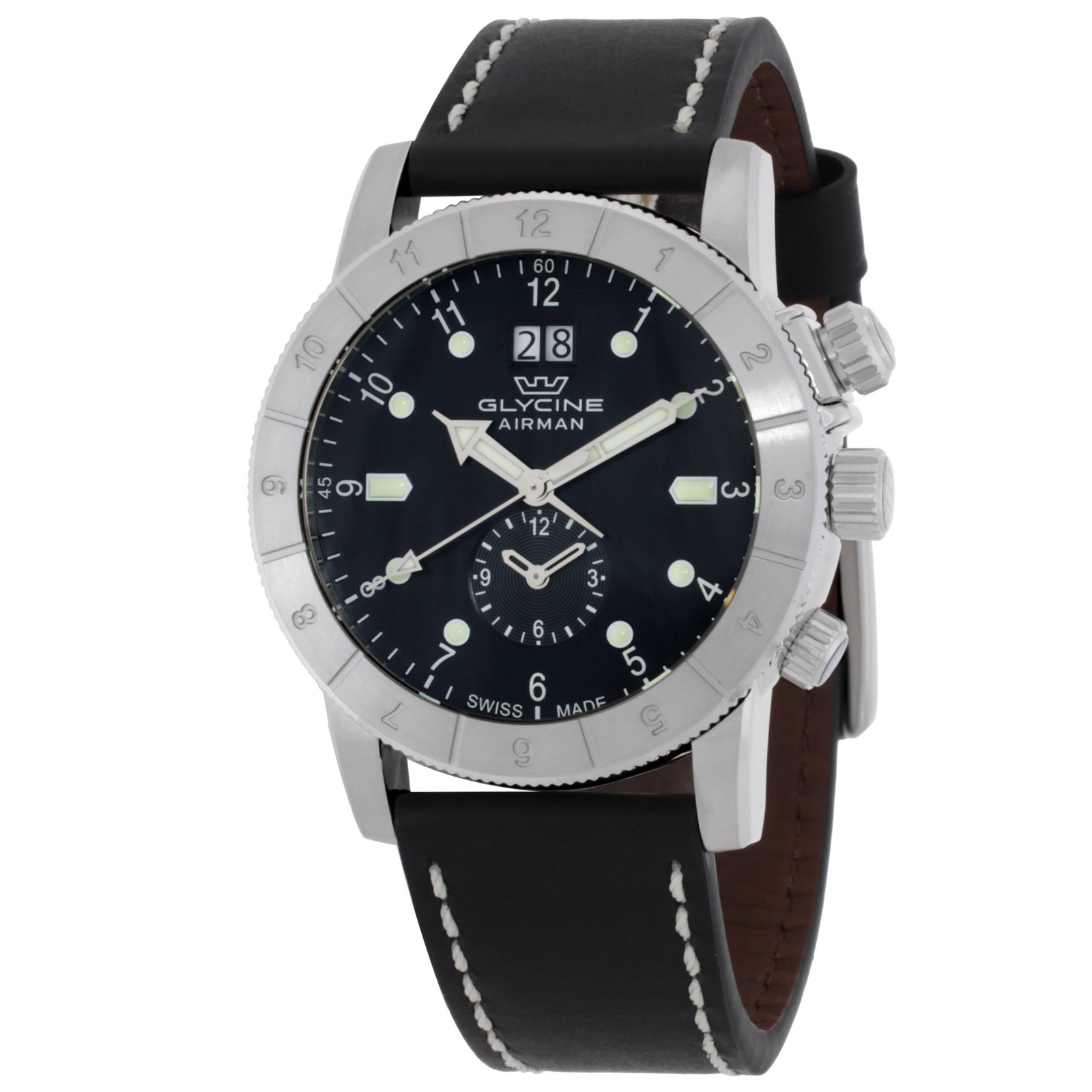 Glycine Airman Contemporary GMT Quartz Black Dial Men’s Watch GL0150