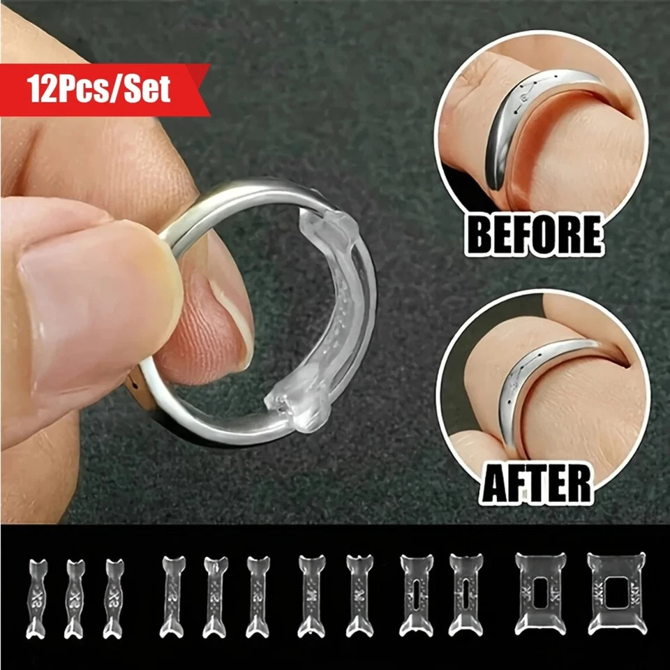 12PCS Ring Size Adjuster Set Invisible Ring Tightener for Loose Rings