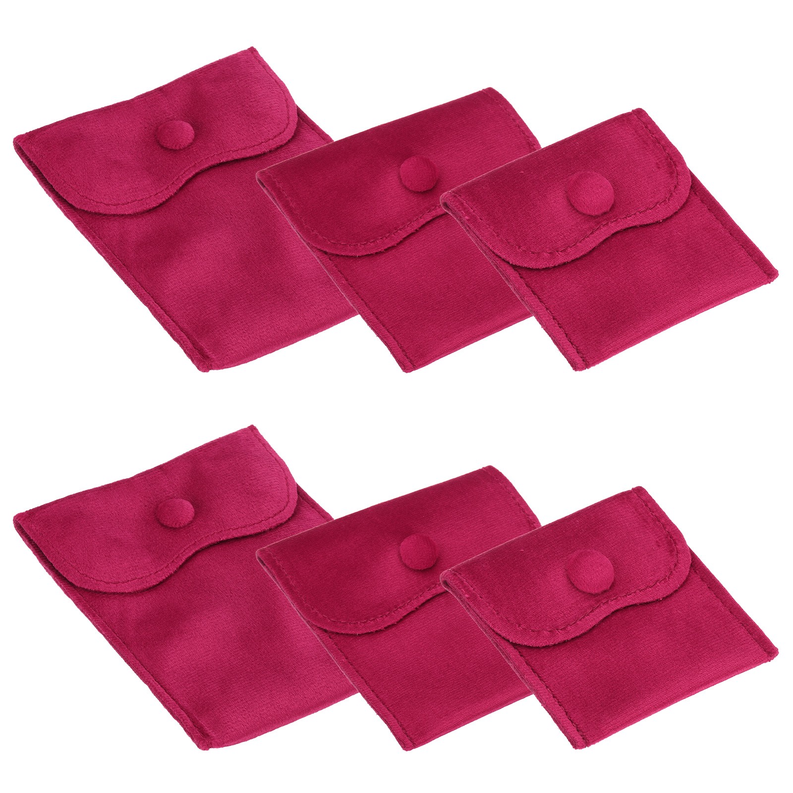 6Pcs Velvet Jewelry Pouches Gift Bag (3″x3″/4″x4″/4″x5″) Rose Red
