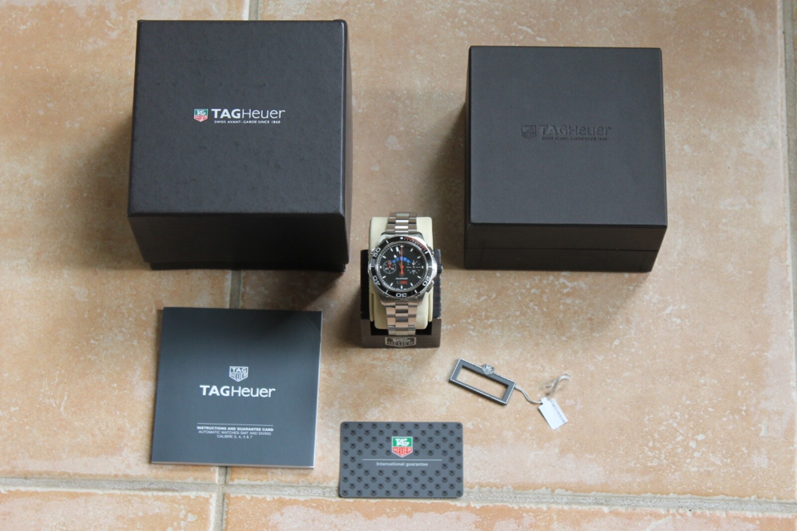 New Tag Heuer CAK211B Mens Aquaracer Automatic Watch Calibre Black Blue Team USA