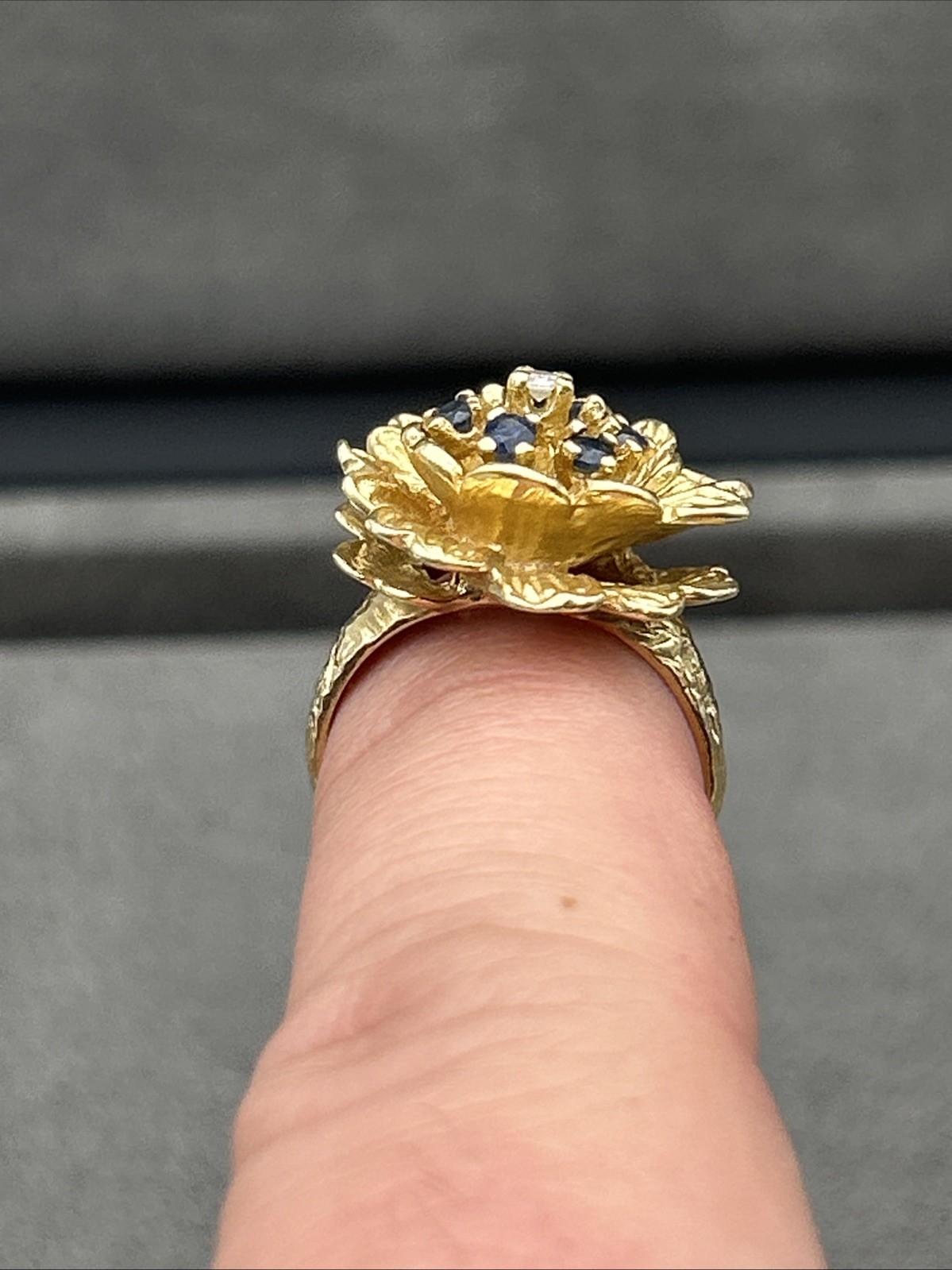 Vintage 14k Gold Sapphire & Diamond Ring Estate Antique 8.8 Grams (Not Scrap)