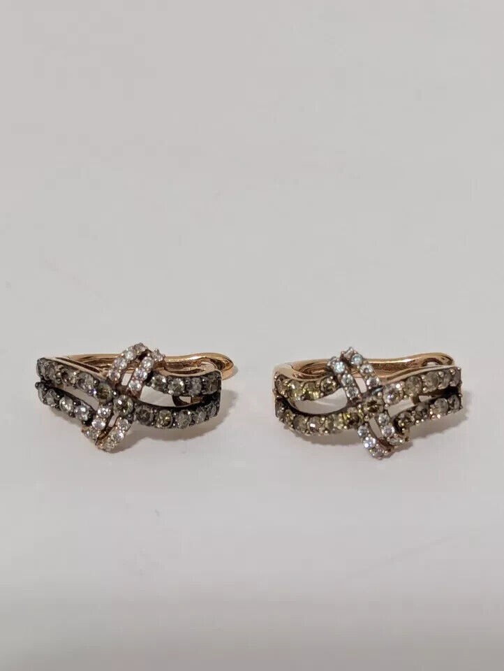 1.50 Ct Round Simulated Brown Diamond Women’s Hoop Earrings 14K Rose Gold Plated