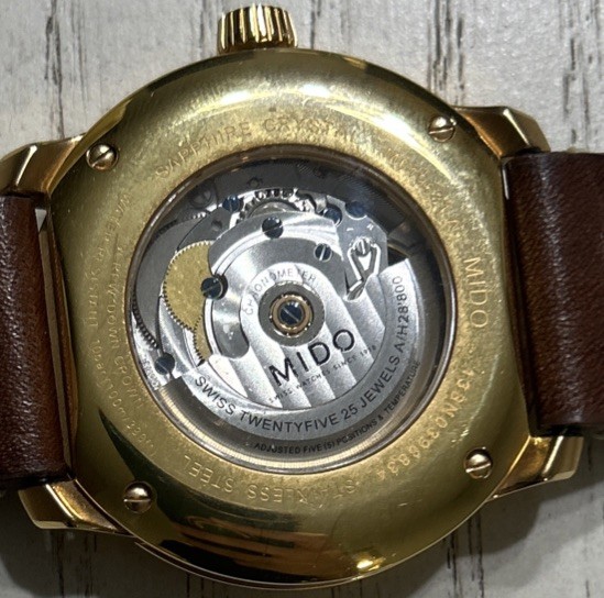 Mido Great Wall Automatic Chronometer Brown Mens Watch W/ Leather Strap