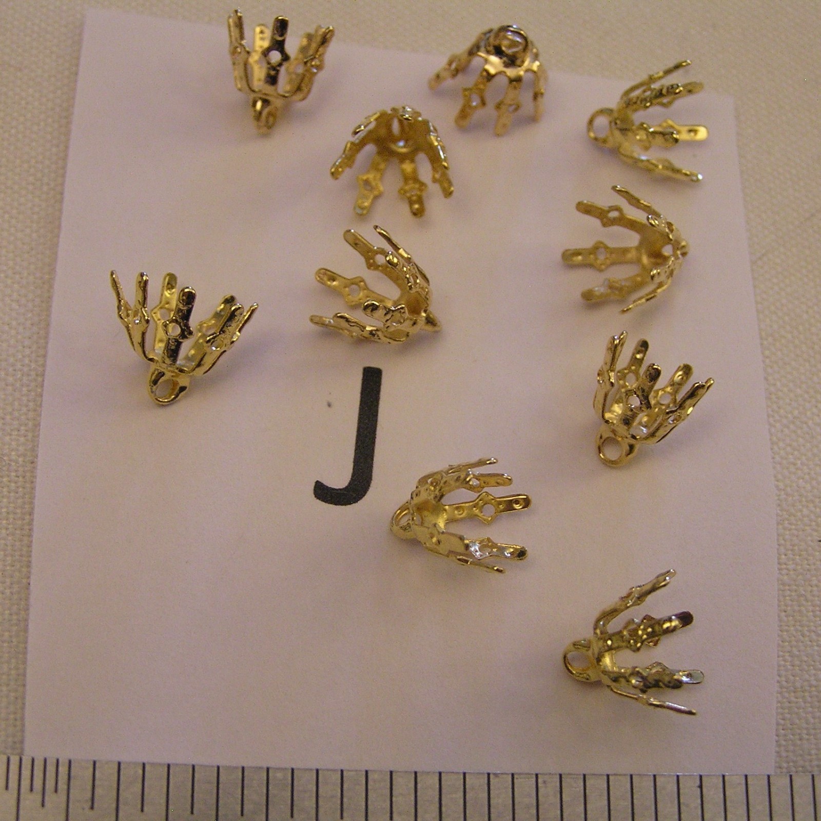 VTG Bead Cap Dangles w Bail & Button Backs Filigree Brass GP SP Jewelry Findings