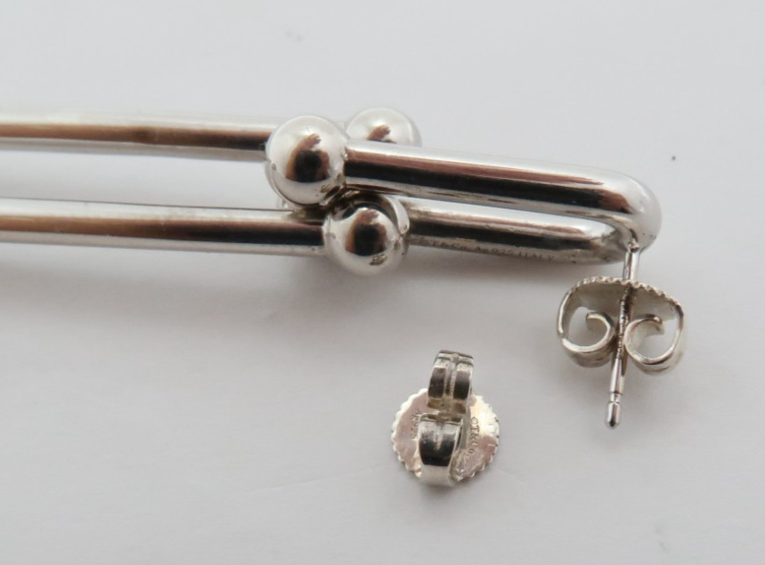 TIFFANY & Co. sterling silvernHardware double long link Pierce earrings