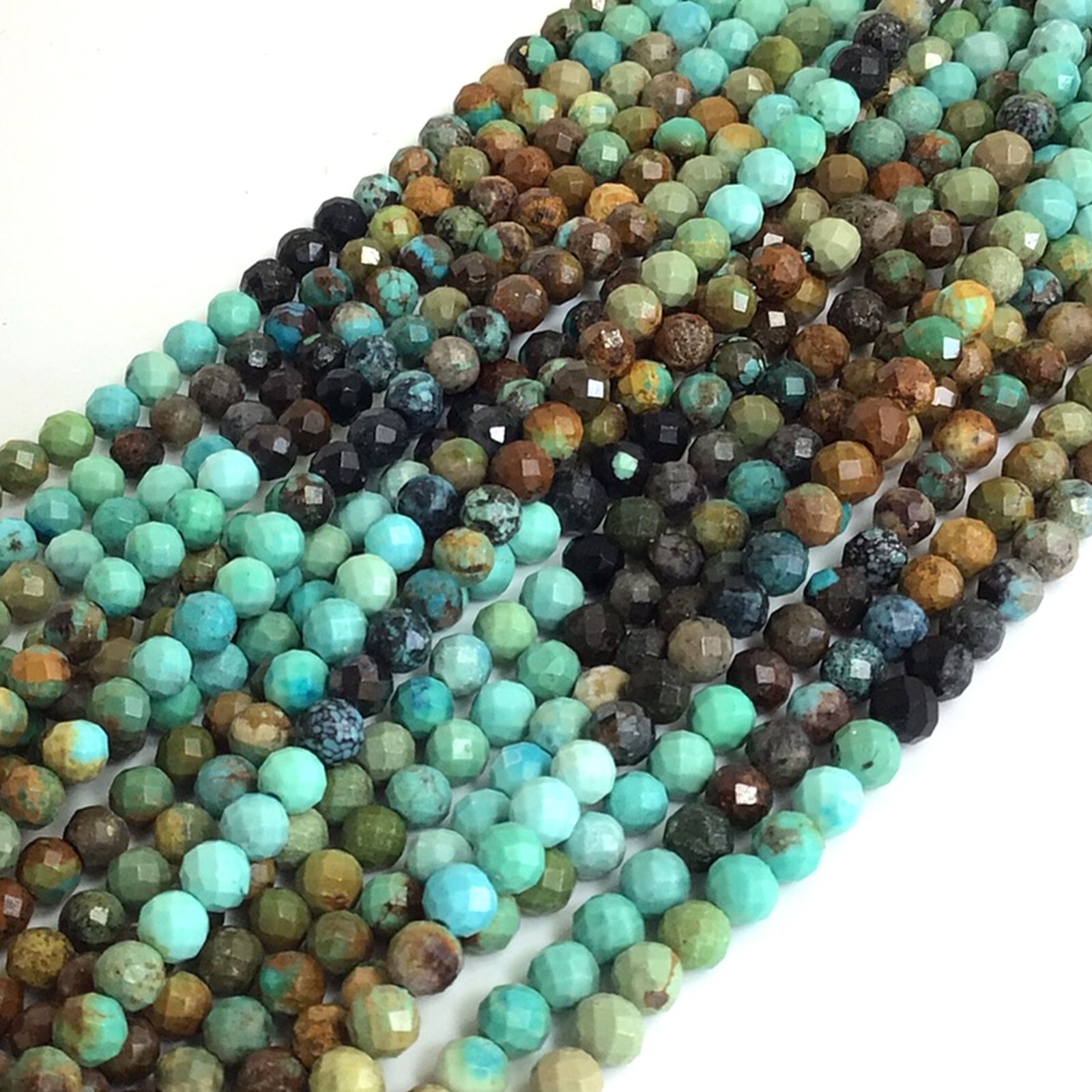 4mm Grade AAA Genuine Natural Turquoise Brown Blue Green Faceted Round Bead 15″