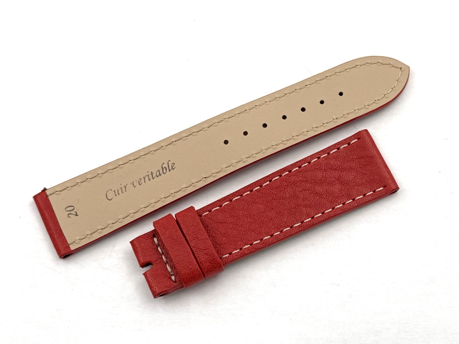Vintage Red Leather Strap Various Sizes Accessories Spare Parts Watches Made Italy
