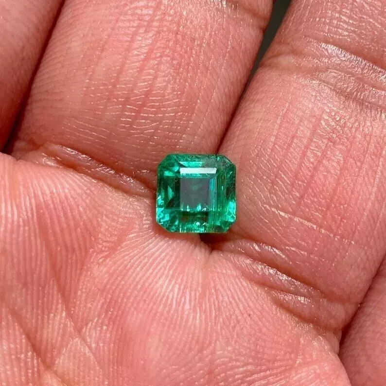 Natural Green Colombian Emerald Asscher Cut 9×9 MM Loose Untreated Gemstone A+