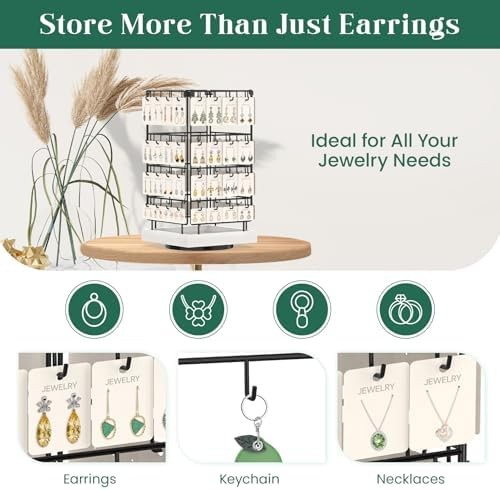 EsLuker.ly Rotating Earring Display Holder Stand for Vendors Events Selling, …