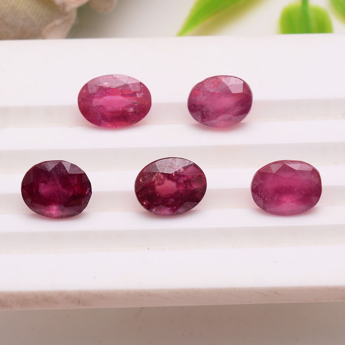 Royal Red~ Set Of 5 Pcs Natural Mozambique Ruby 9.72-10.33mm Oval Cut Gemstones