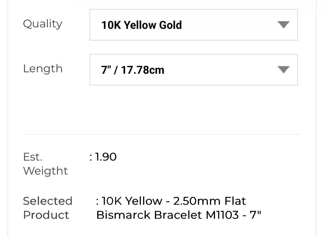 7 INCHES 10K GOLD: 2.50MM FLAT BISMARK BRACELET NEW REAL SOLID GOLD