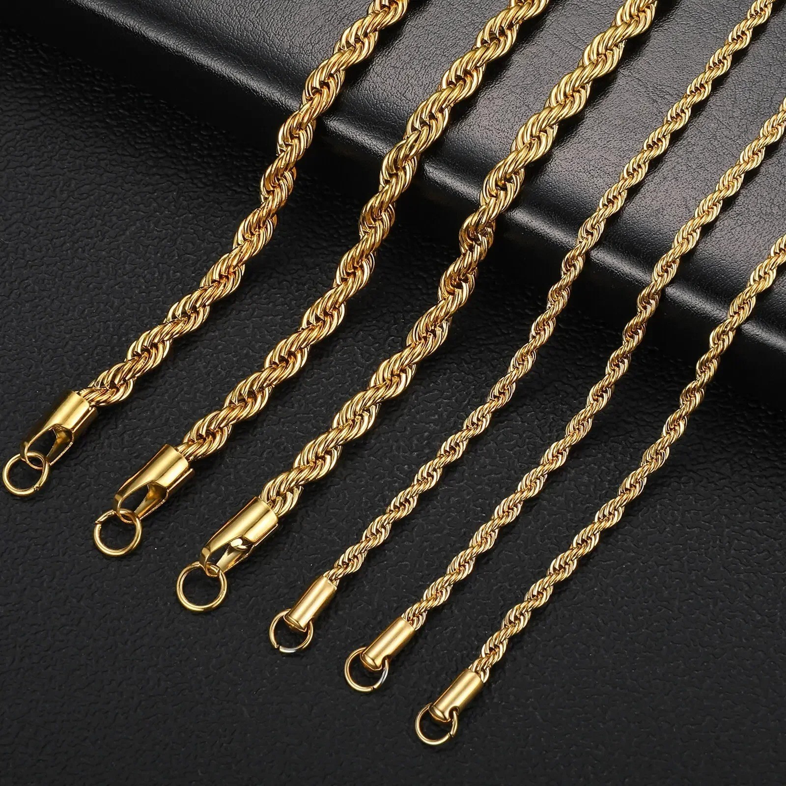 18K Gold Filled Italy Rope Necklace Heavy Solid Chain 2mm 3mm 4mm 5mm 6mm