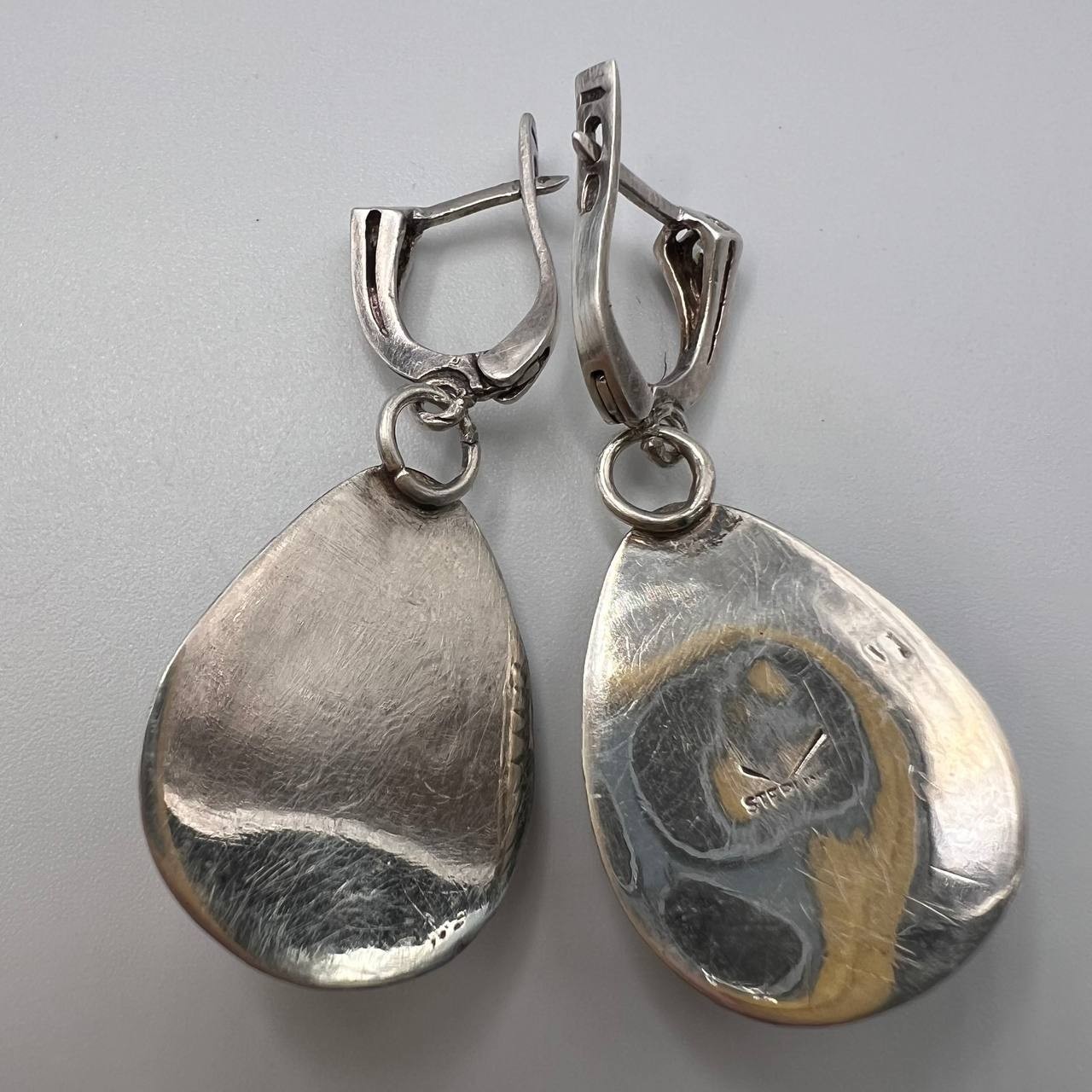 Vintage Sterling Silver 925 Woman’s Jewelry Drop Earrings Turquoise Stone Marked