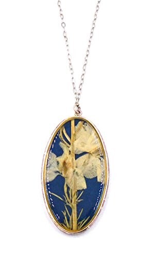“White Larkspur” Floral Pendant Necklace by Shari Dixon N8033