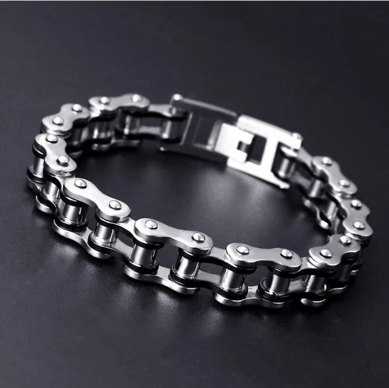 Men’s Stainless Steel Motorcycle Bike Chain Bracelet Biker Jewelry Gift for him