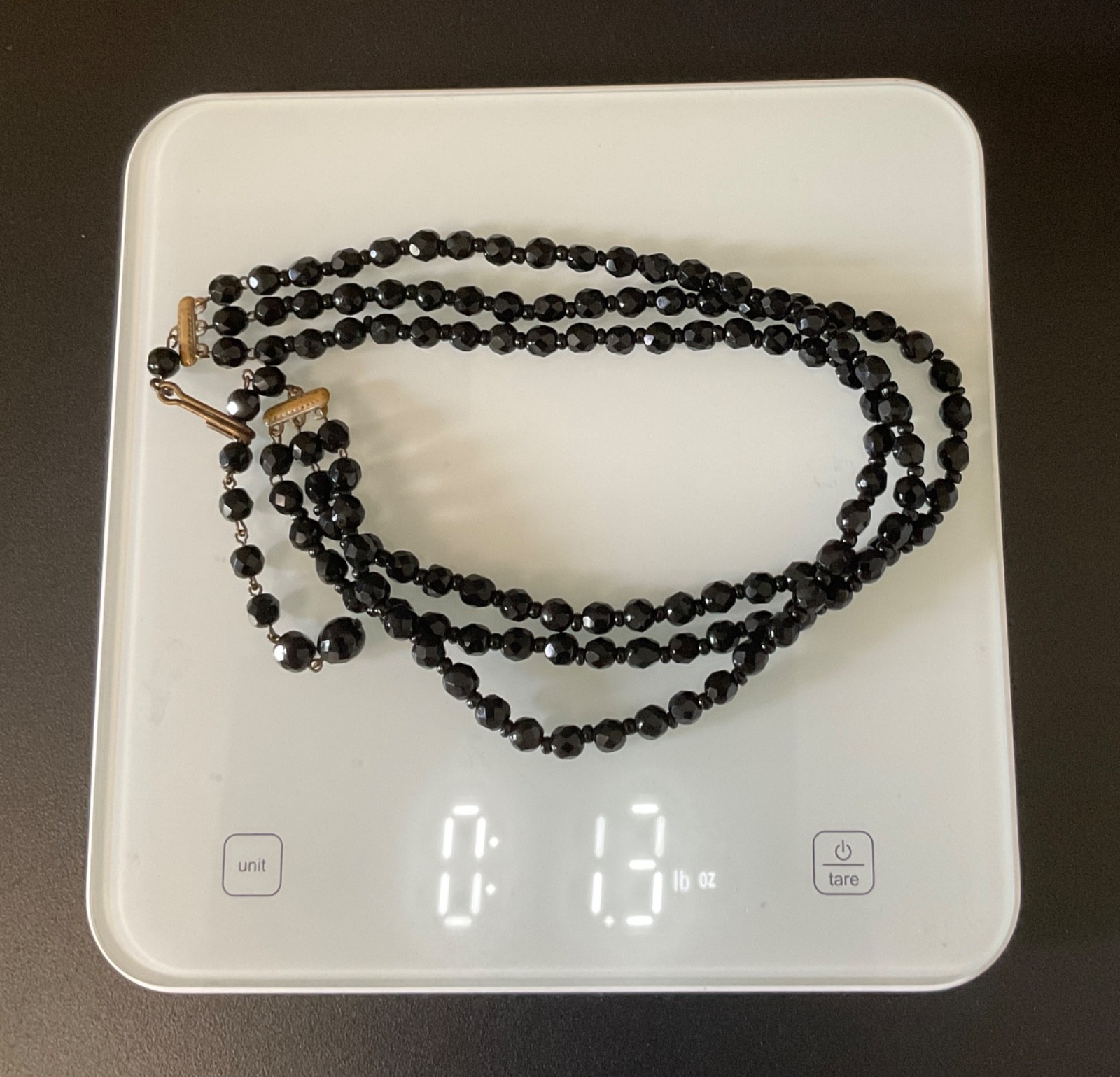 Vintage Black Glass Beaded Necklace Art Deco Adjustable Choker Antique Jewelry