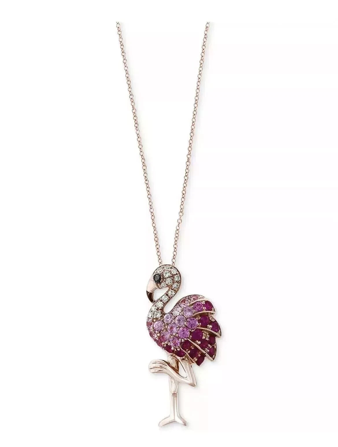 2Ct Round Cut Simulated Pink Ruby Gorgeous Flamingo Pendant 14k Rose Gold Plated