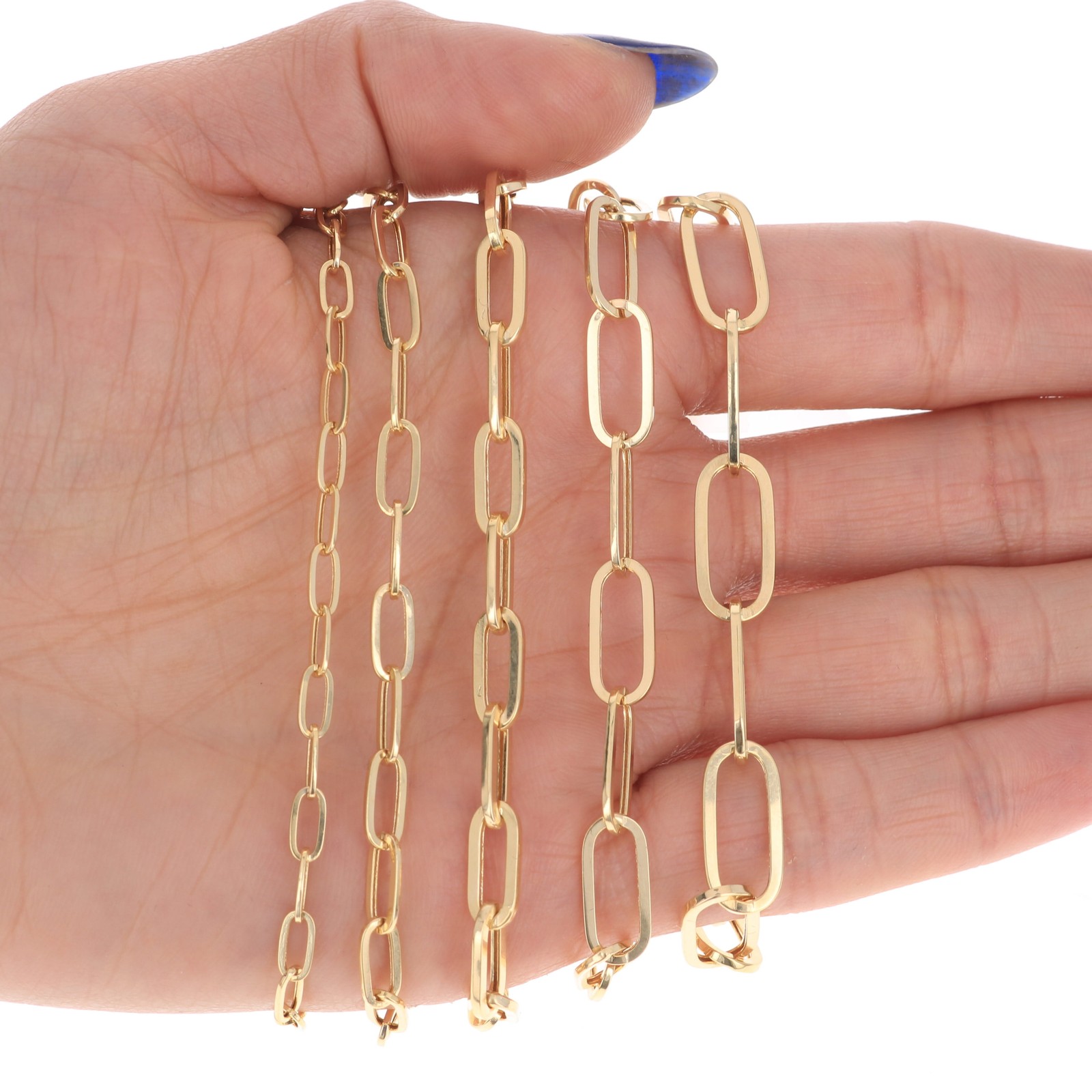 10k Yellow Gold Paperclip 2mm-9mm Chain Cable Rolo Necklace Mens Womens 16″-30″