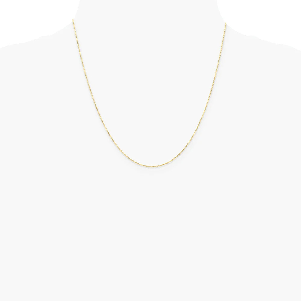 10K Yellow Gold .6 Mm Carded Cable Rope Chain Necklace 16″-24″