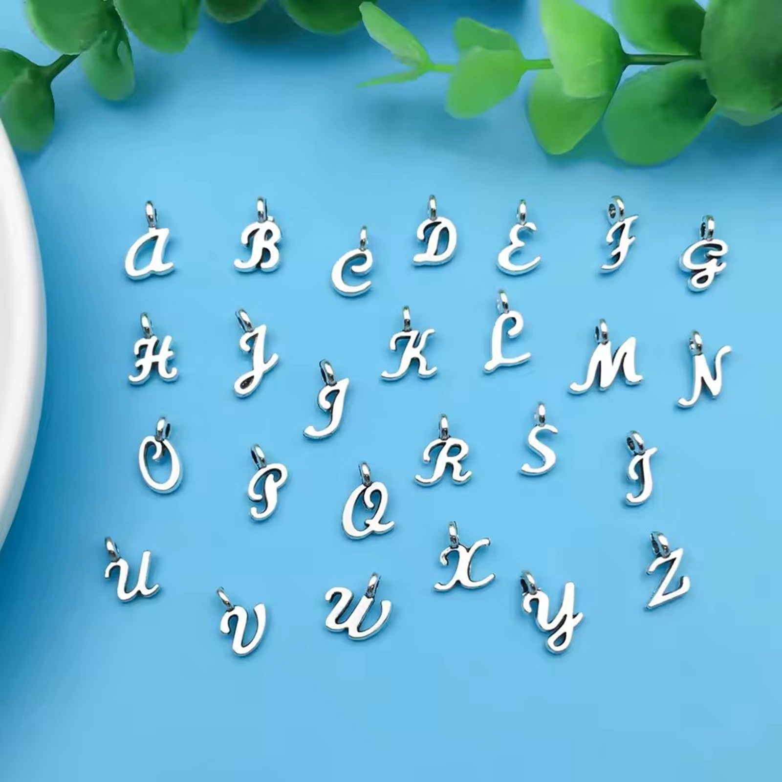 26/52pcs A-Z Mini Alphabet Charms – 10mm Silver Gold Alloy Letter Pendants DIY
