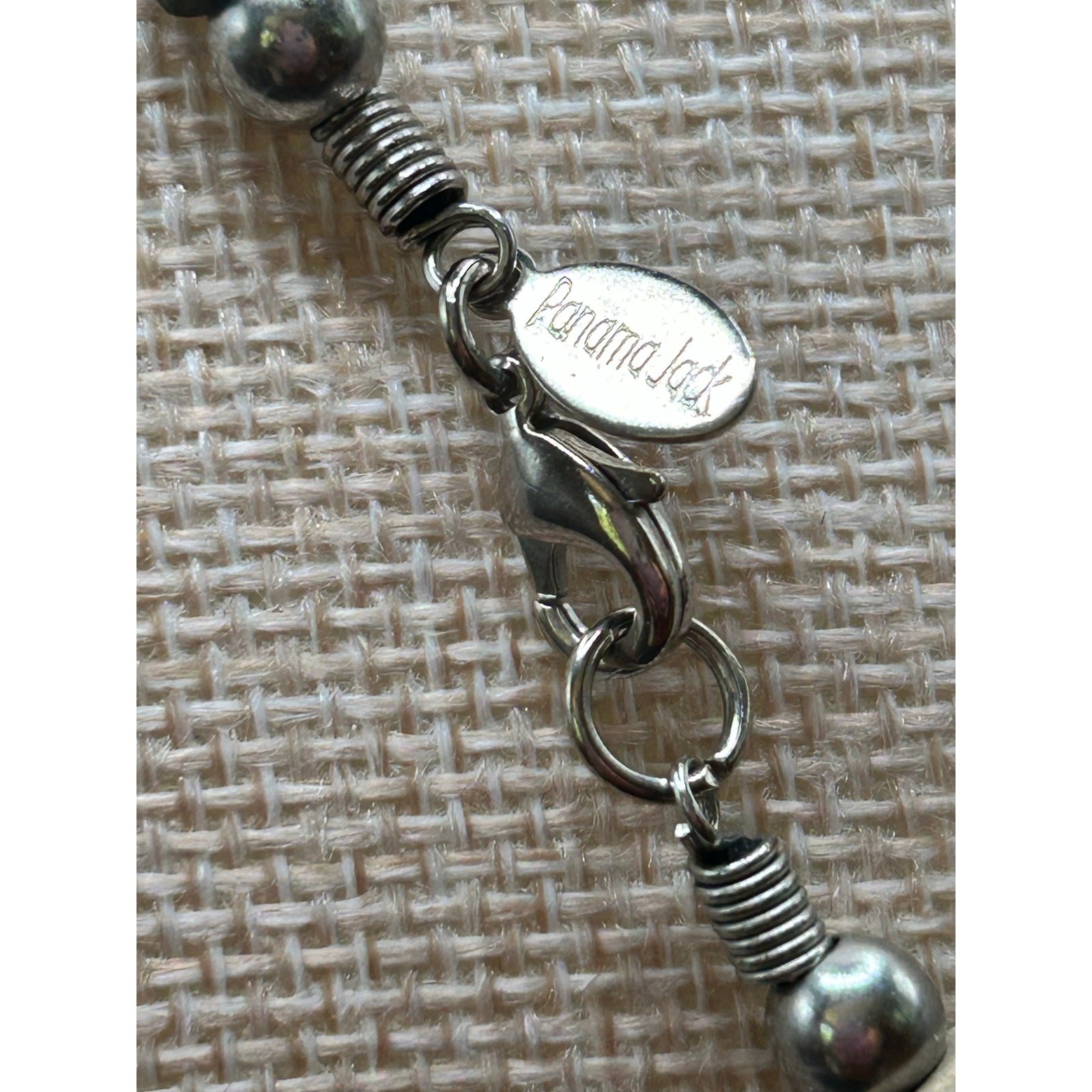Panama Jack Wood Bead Necklace 18″ Silver Tone Earth Tones Boho Casual New