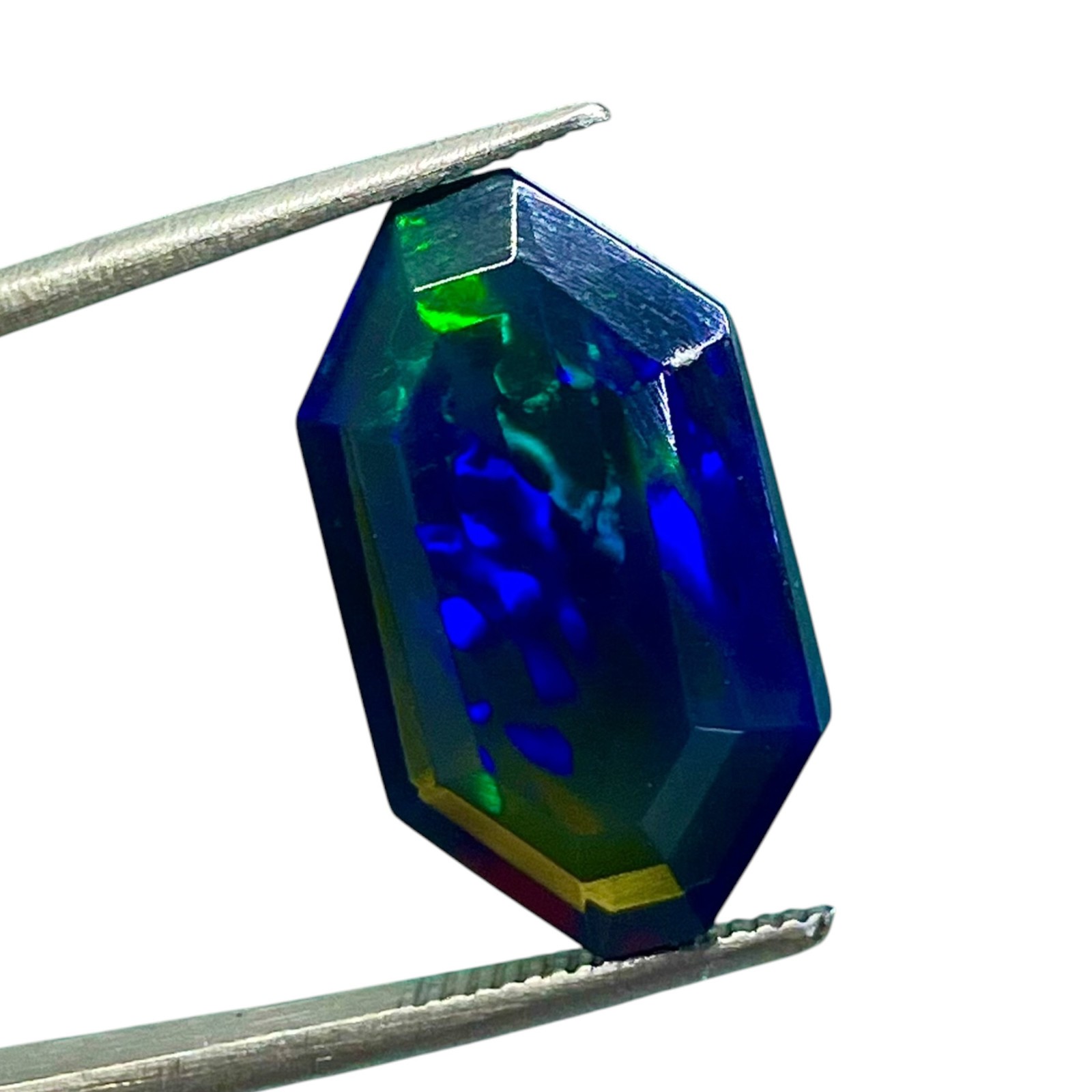 6.50 Cts Natural Ethiopian Black Opal 18x10mm Fancy Cut Multi Flash Gemstone