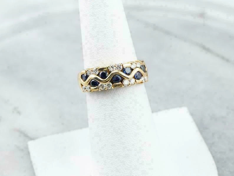 1.80Ct Round Lab Created Blue Sapphire Wedding Band Ring 14K Yellow Gold Plated