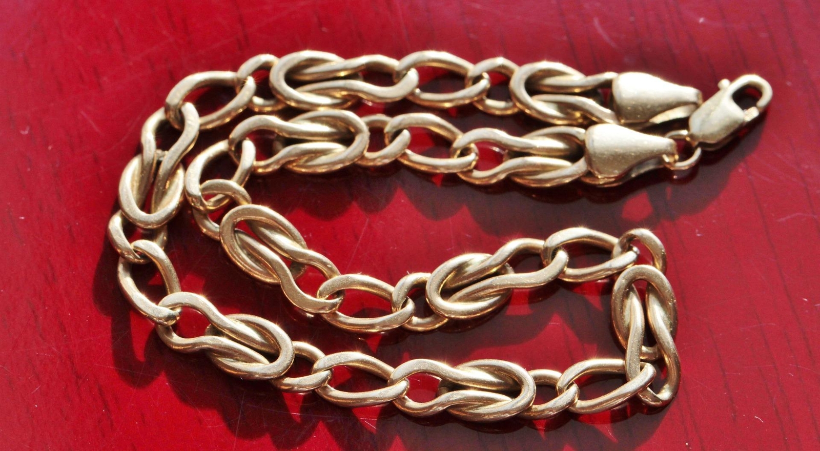 14k yellow gold bracelet Italian 7.62″ diamond cut fancy link chain vintage 7.9g