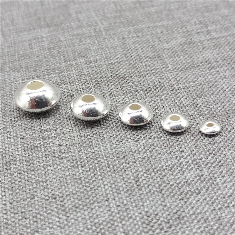 925 Sterling Silver Shiny UFO Saucer Beads Spacer 3mm 3.5mm 4mm 5mm 6mm 7mm 8mm