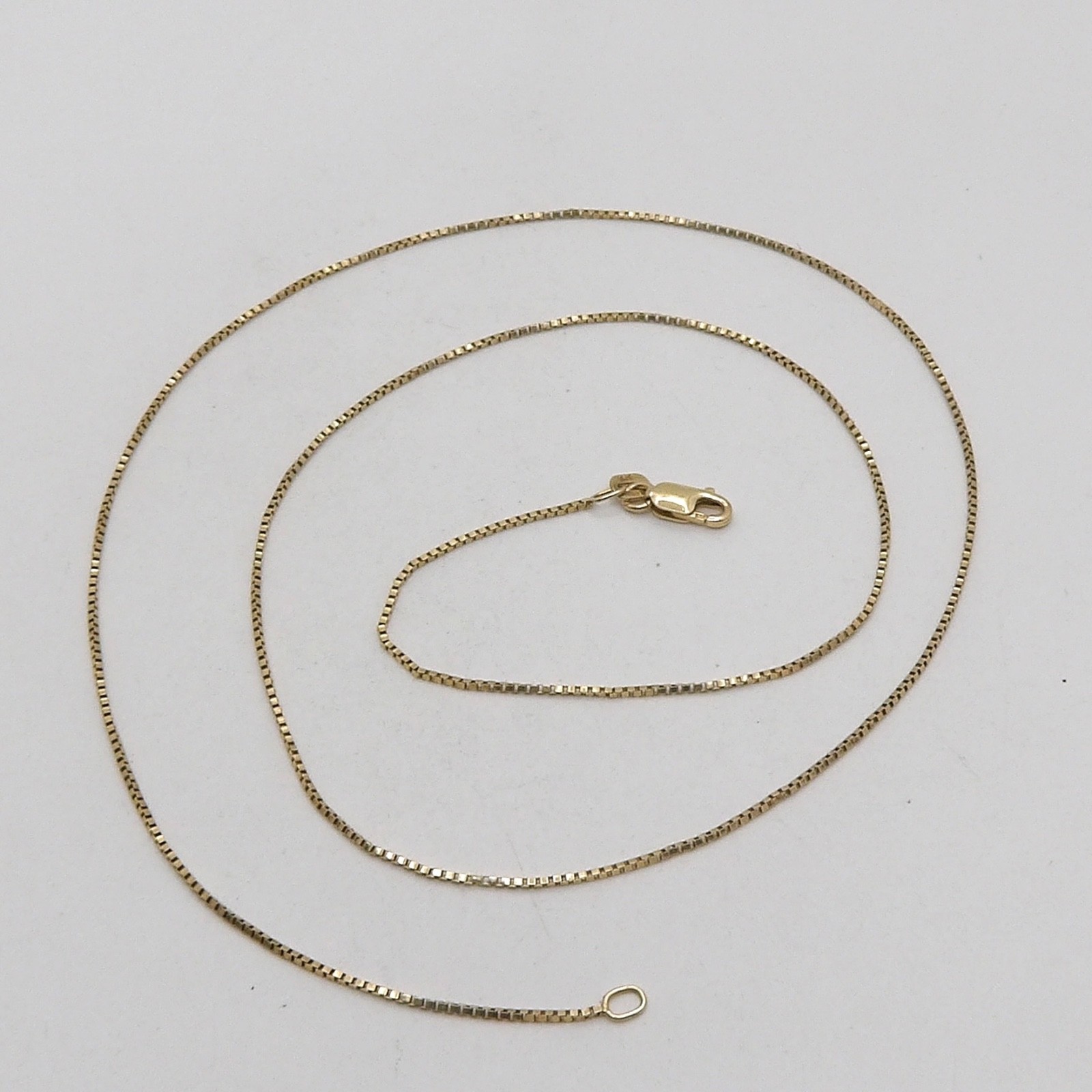 Solid 14k Gold Box Venetian Link Pendant Chain Necklace Italy 20in 1mm