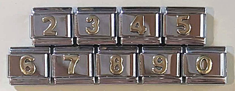 Italian Charm Modular Bracelet Number Link~2 3 4 5 6 7 8 9 0~9mm Stainless Steel