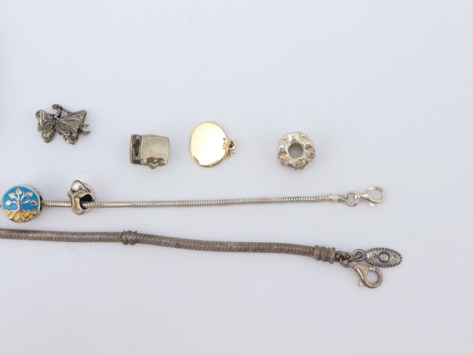 Pandora + OTHER 925 Sterling Silver Bangle Chain Charm Bracelet Lot 43 grams Bag