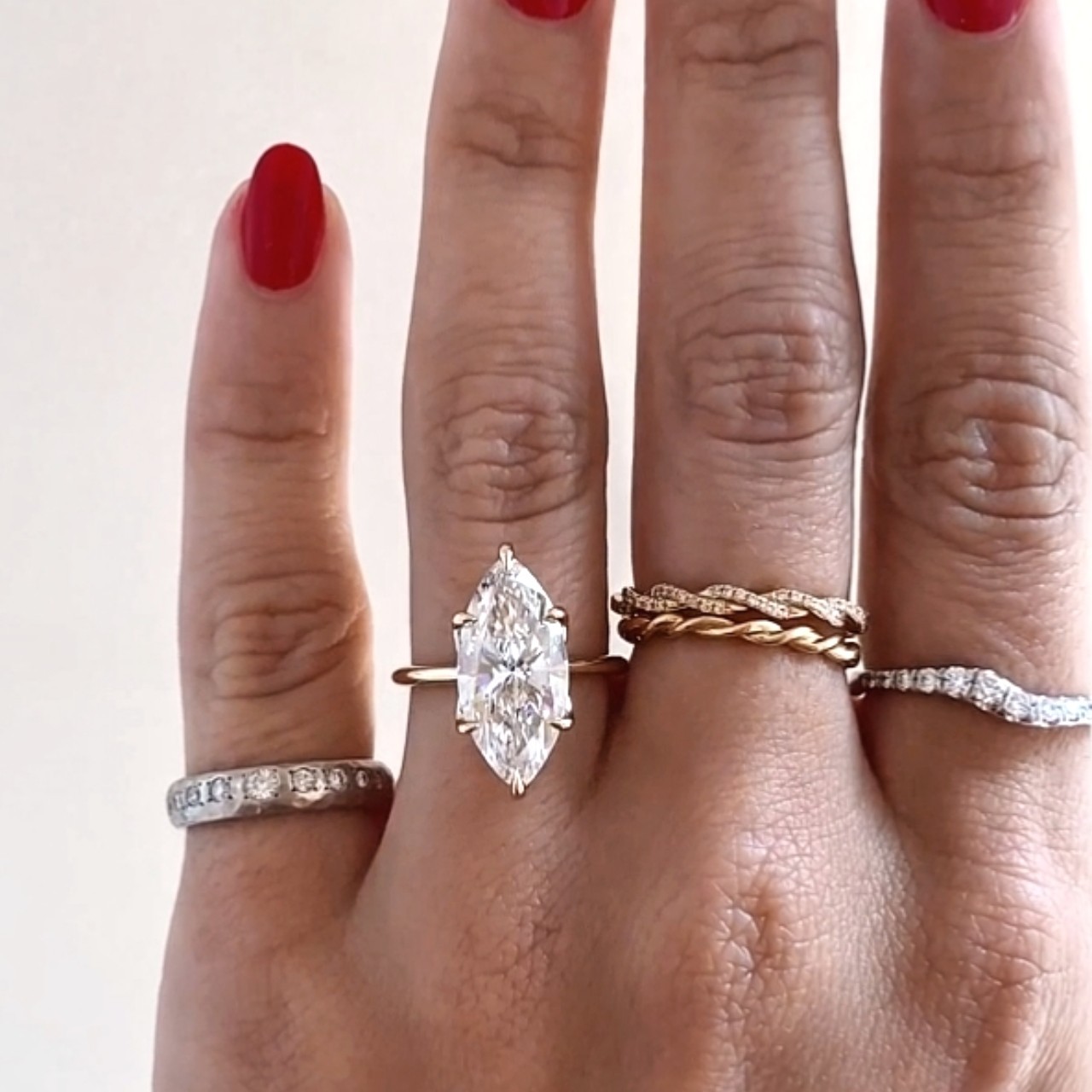 4 CT Marquise Moissanite Solitaire Engagement Ring Dainty Yellow Gold Plated 925