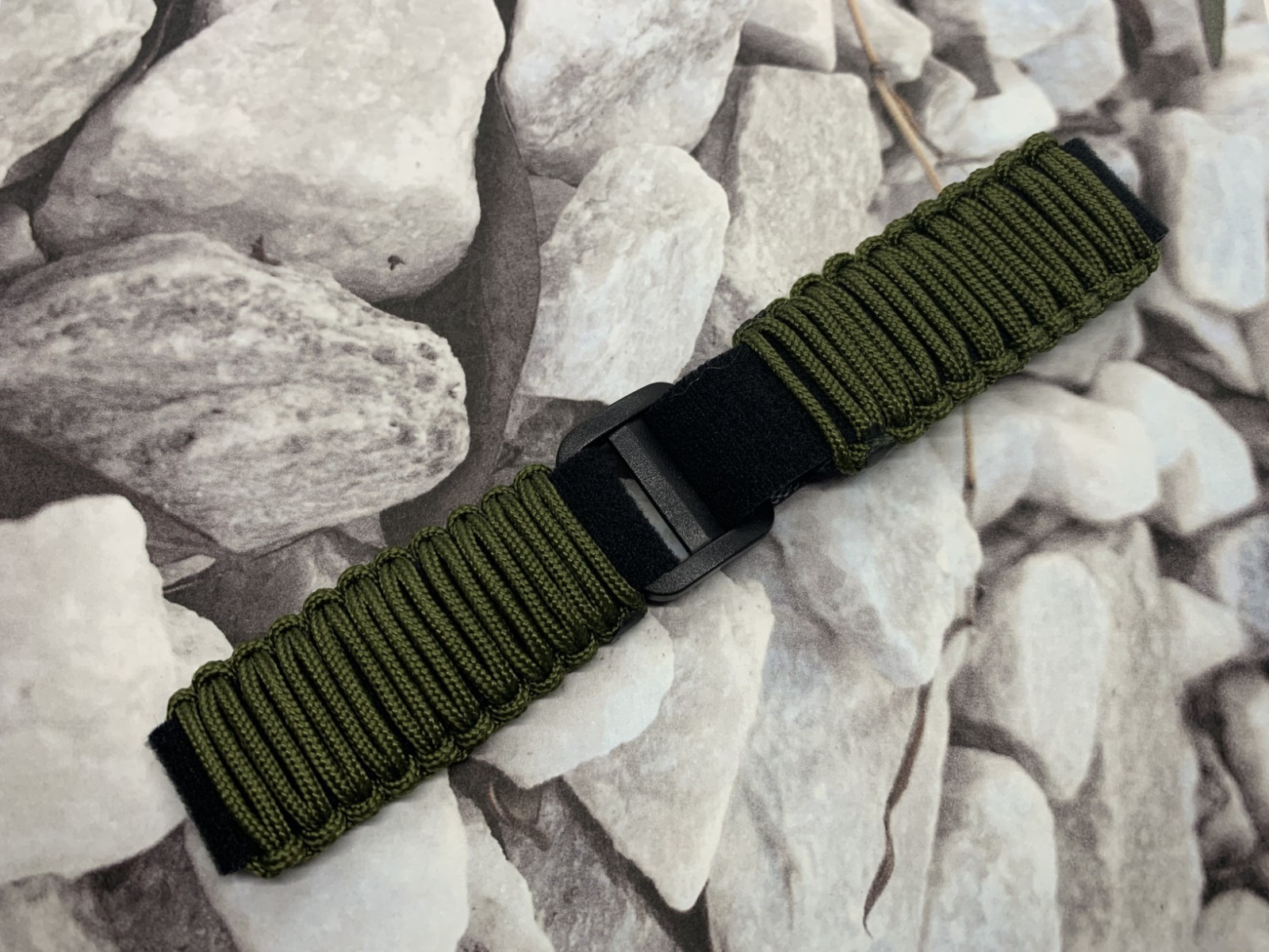20 22mm Military Green Adjustable Survival Paracord Watch Band Strap Smartwatch