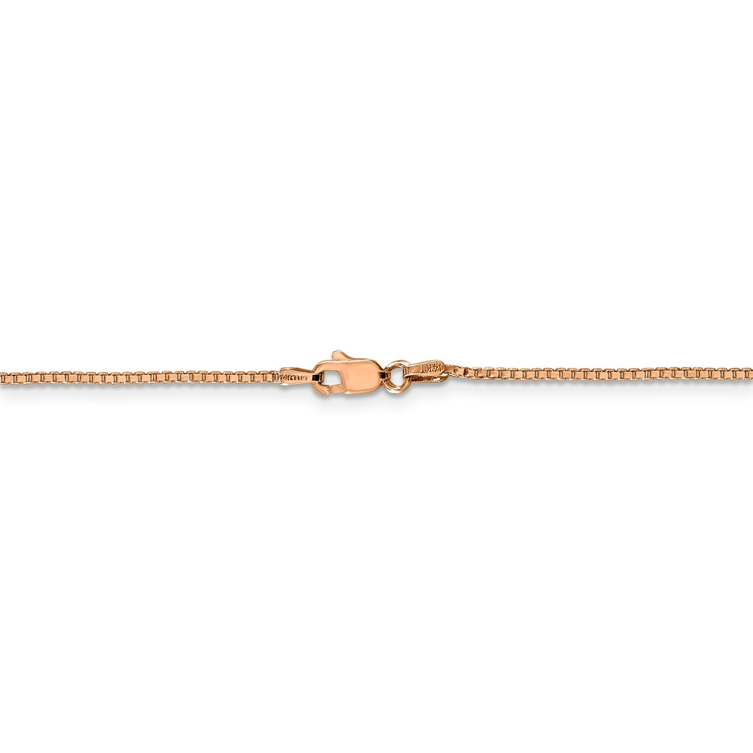 14k Rose Gold 1.1mm Solid Plain Box Link Chain w/ Lobster Clasp 16″ – 30″