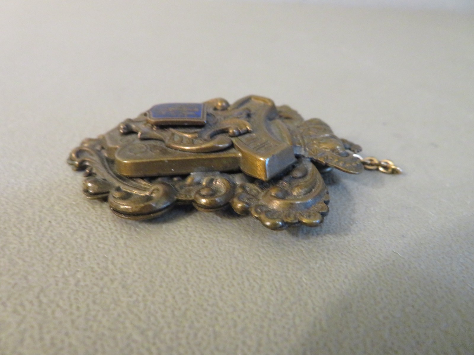Vintage Heraldic European Coat of. Arms Eagle Sword Medal Brooch Pendant