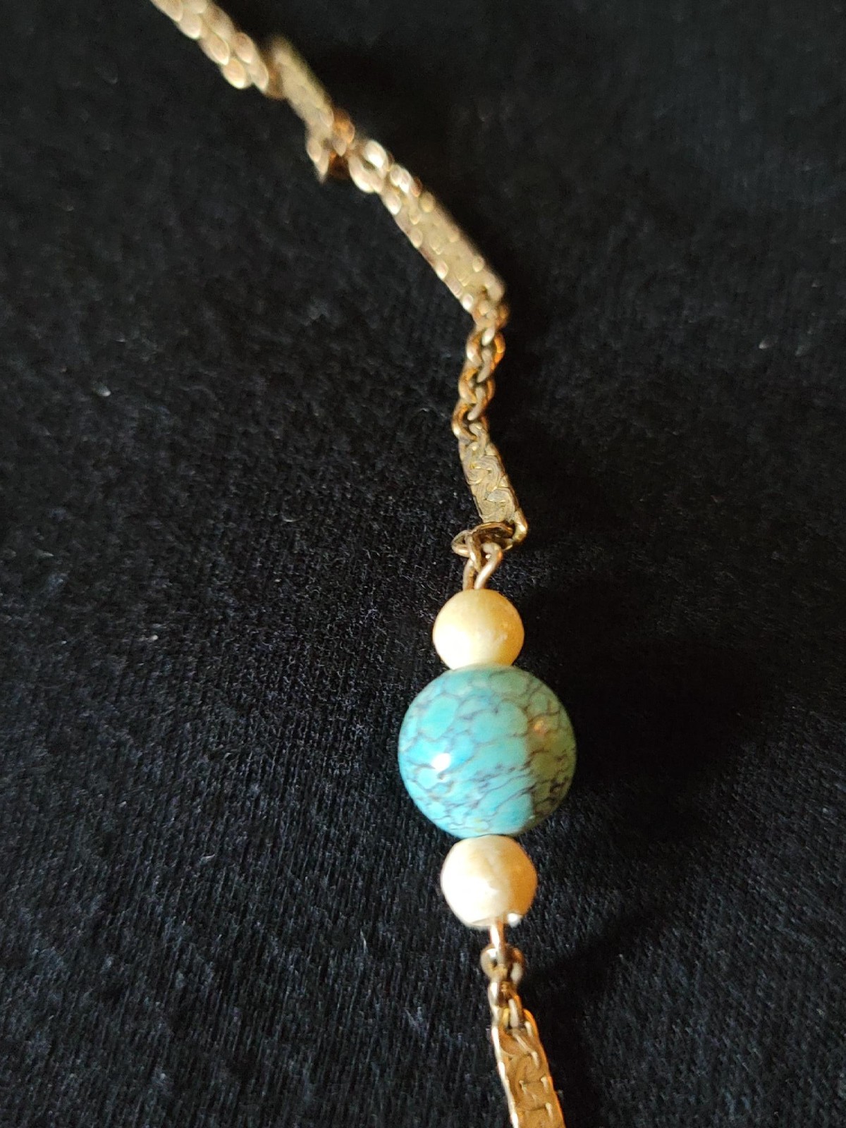 Vintage Elka 35 inch 17 gram 12K gold filled necklace with turquoise beads