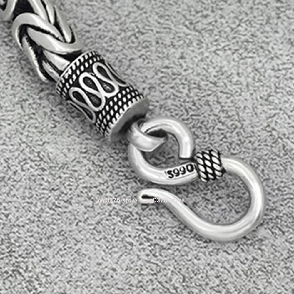 Real S925 Sterling Silver Necklace Women Man 4/5/6/7/8mm Round Byzantine Chain