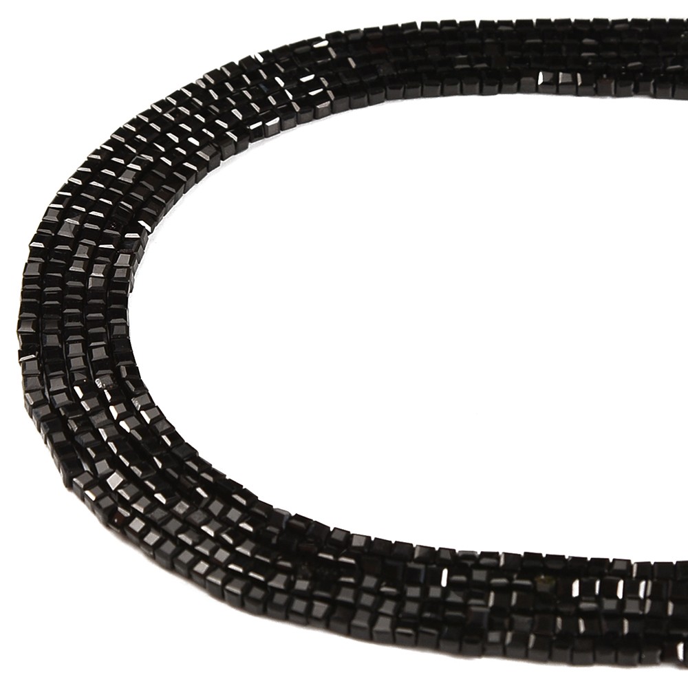 Black Tourmaline Faceted Cube Beads Size 2mm 15.5” Strand (2mm)
