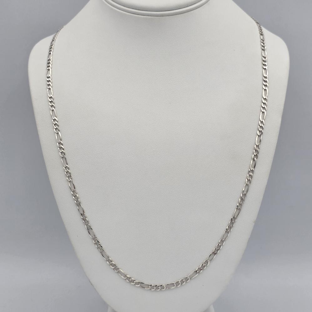 P Lux 28″ 925 Sterling Silver 3.5mm Diamond-Cut Figaro Link Chain Necklace ITALY