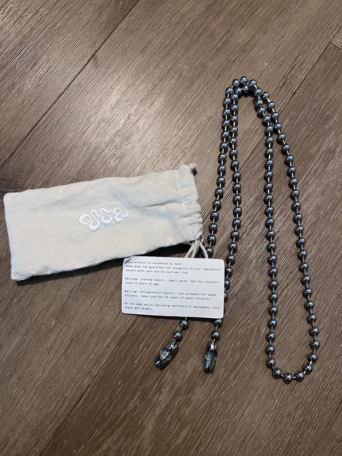 OSSA Silver Ball/Bead Chain Necklace, Beaded Chain Style, No Stone