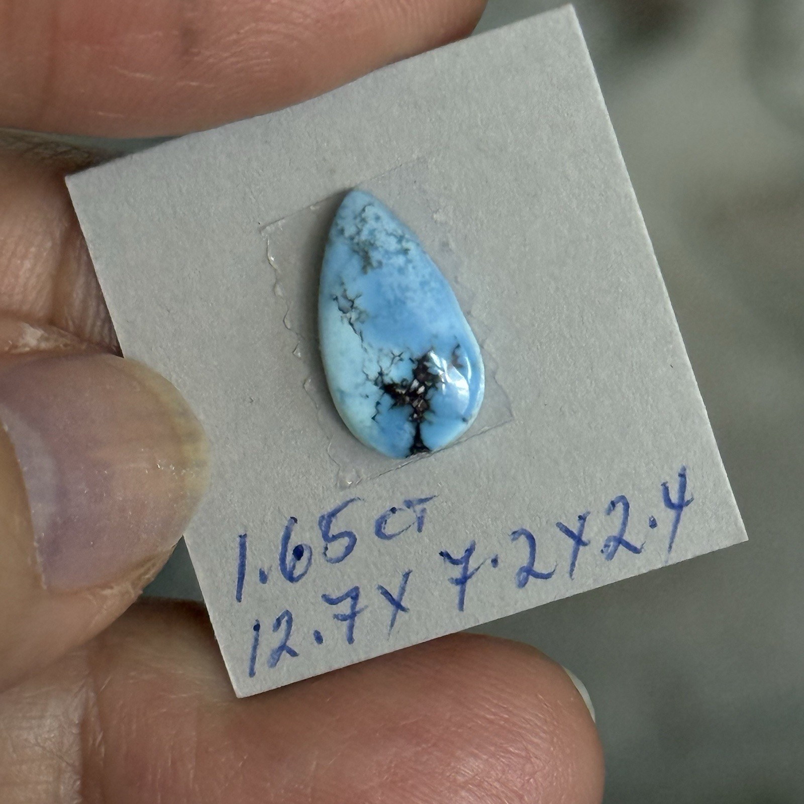 1.65ct 12.7×7.2×2.4mm Beautiful Golden Hill Lavender Turquoise Ring Cabochon Gem