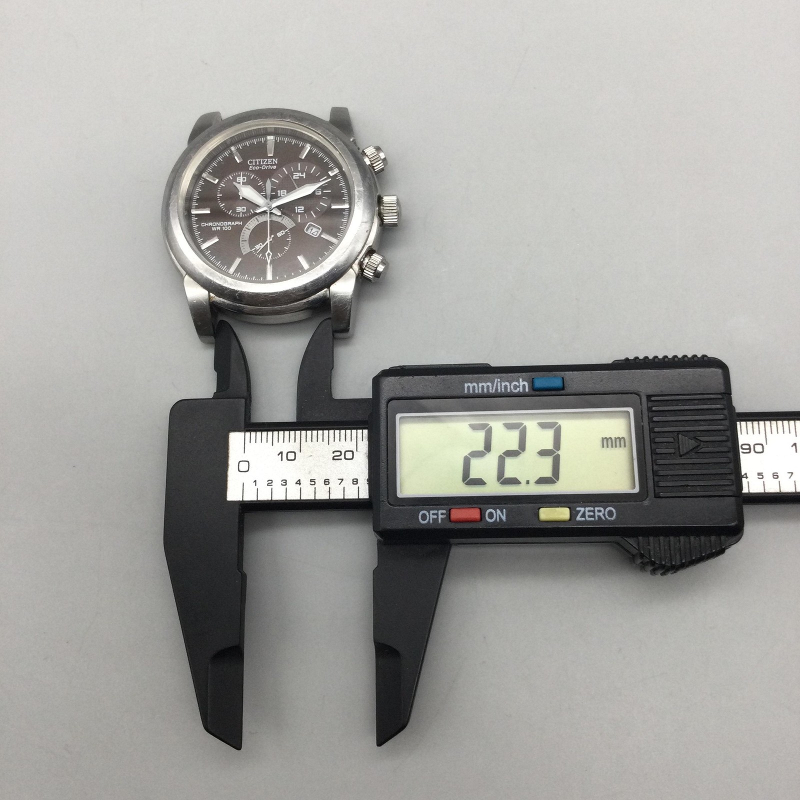 Citizen Eco-Drive H500 Mens Watch 39mm Gray Chronograph Head Only New Capacitor