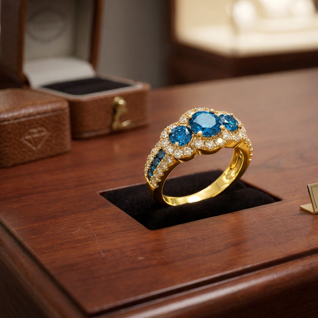 Round Natural Topaz & Diamond Engagement Gift Ring 14k Yellow Gold (Import Free)