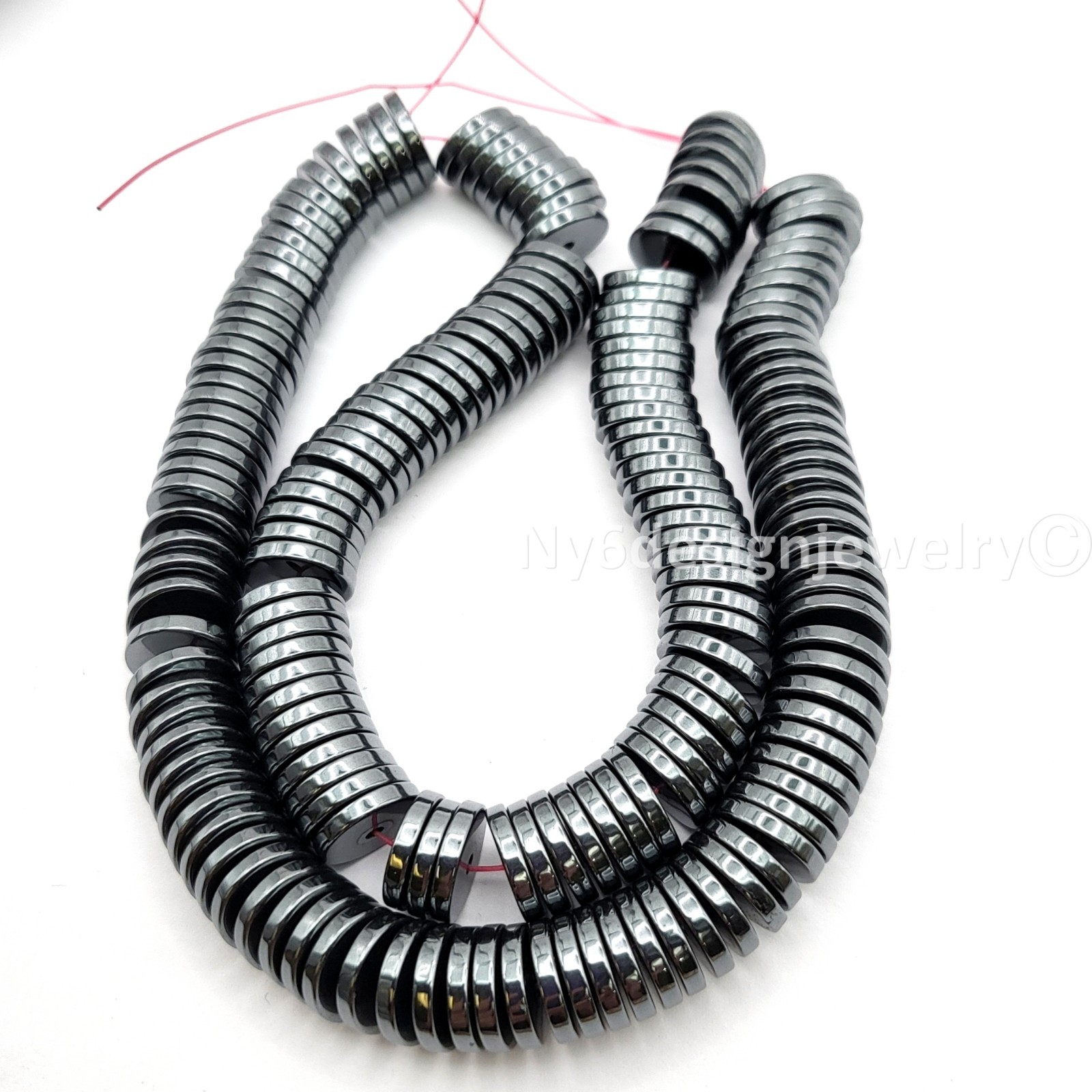 Black Hematite Heishi Beads Flat Rondelle Gemstone Strand 12x2mm 15”