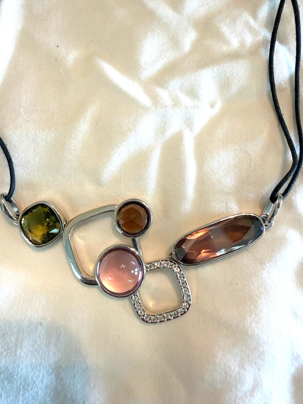 VTG Swarovski Crystal Choker with Waxed Cord and Lobster Clasp