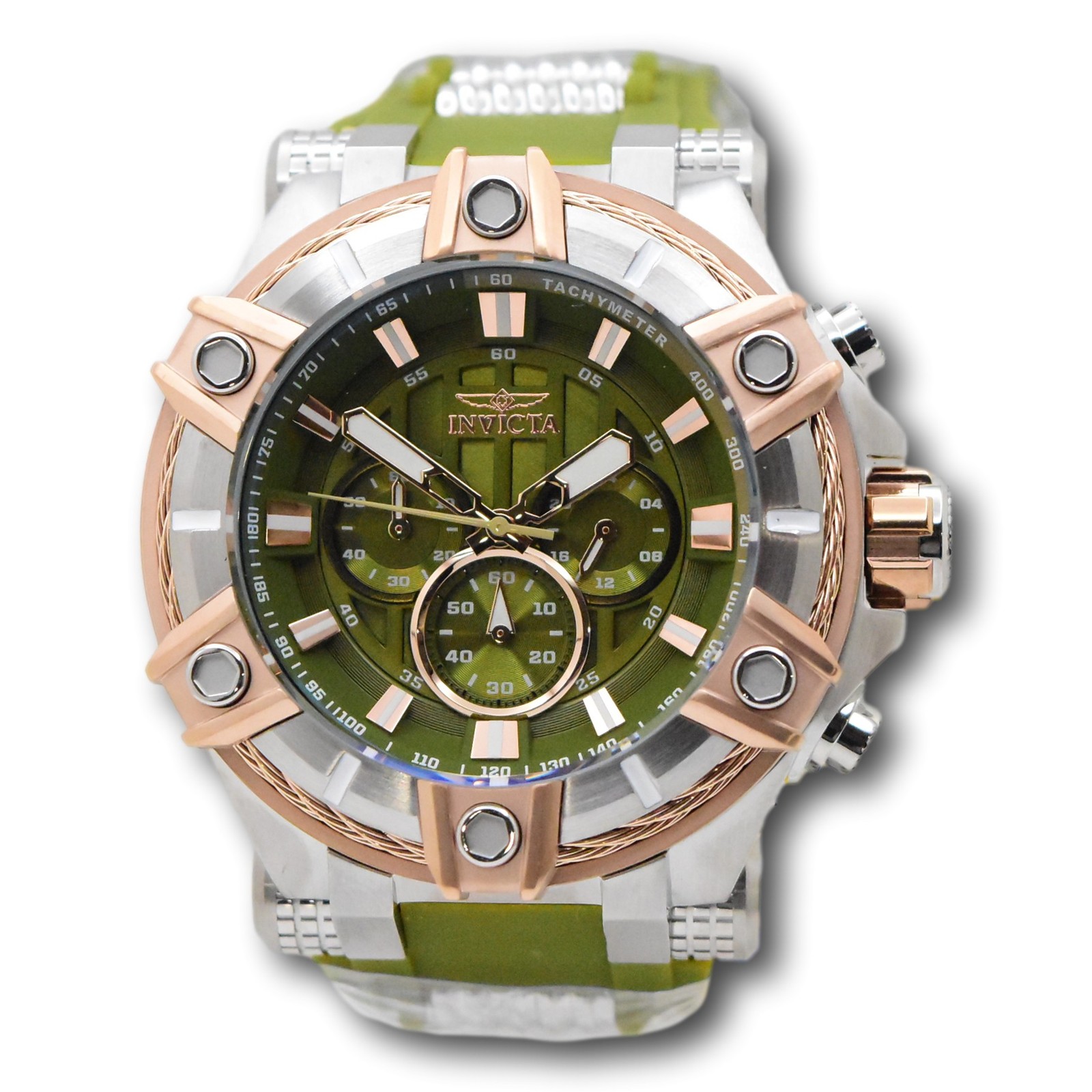 Invicta Bolt Surge Men’s 52mm Green & Rose Gold Chronograph Watch 49809