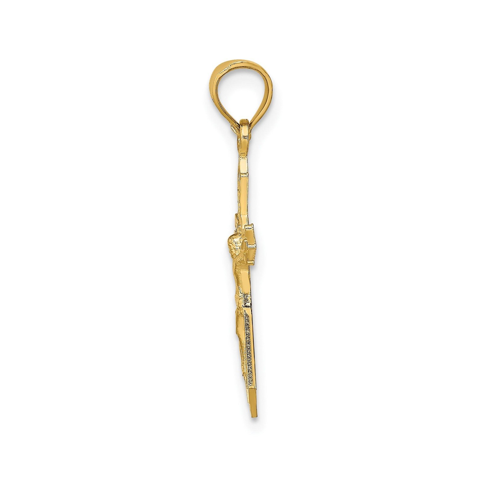 10k Real Gold Crucifix Cross Pendant Jesus Religious Necklace for Men Women
