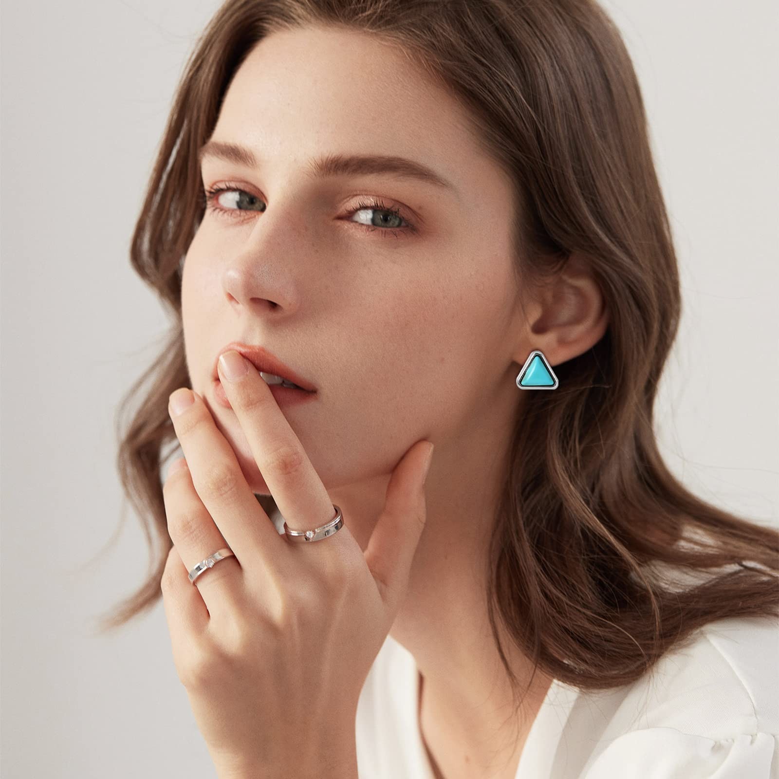 NEWITIN 14 Pairs Turquoise Stud Earrings for Women Classic